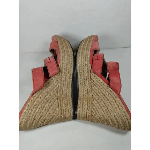 UGG Australia Tawnie Salmon Pink Suede Espadrille Wedge Heel Sandal Sz 6 F29012A - Picture 5 of 10